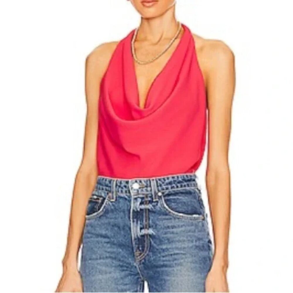 A.L.C. Red Drape Neck Blouse
